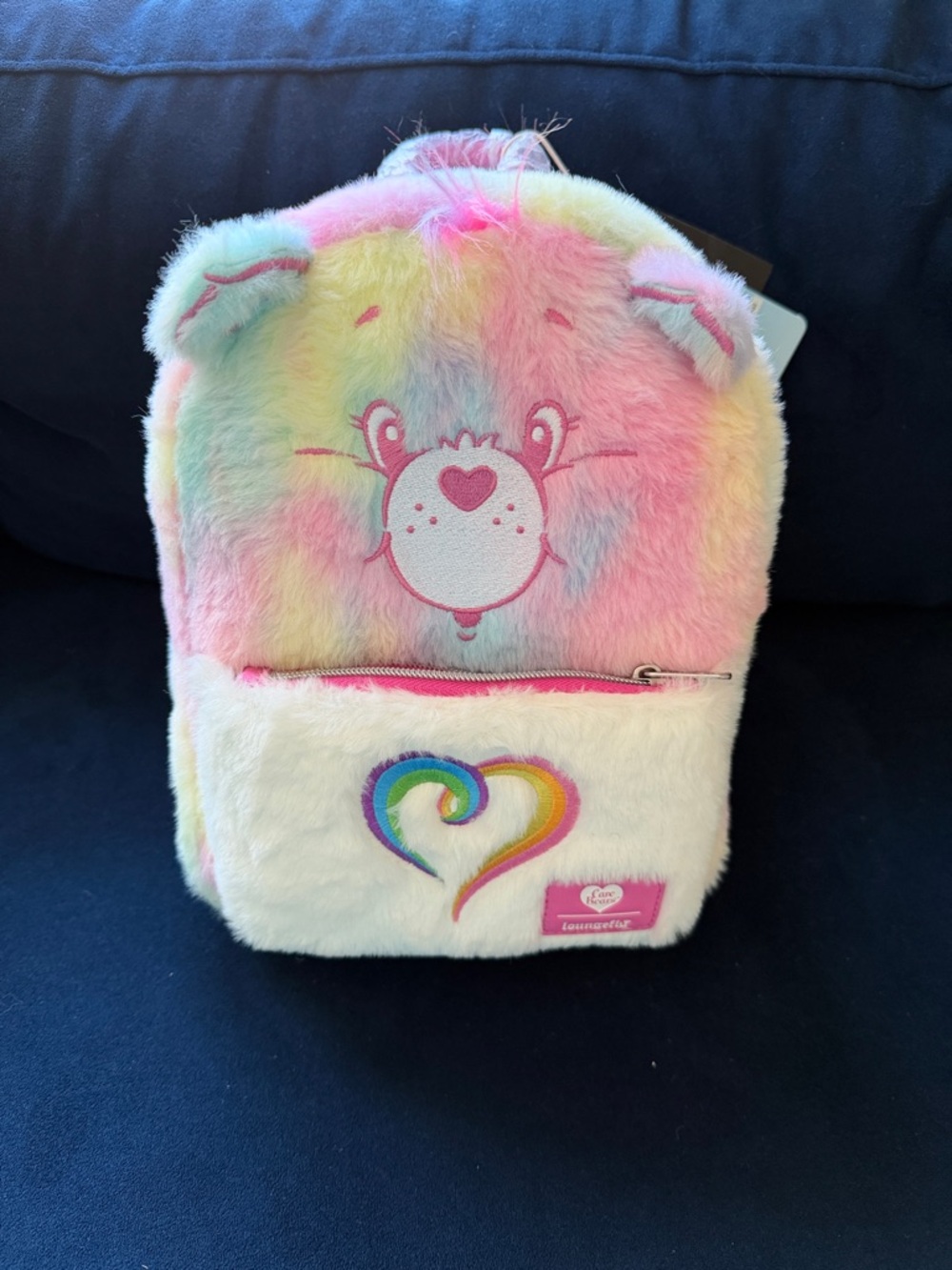 Care Bears Pastel Rainbow Plush Mini Backpack with Pink Handles